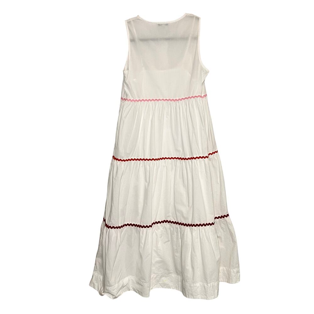 Madewell Maxi Dress Size XXS White Rickrack Cattail Tiered Sleeveless Cotton